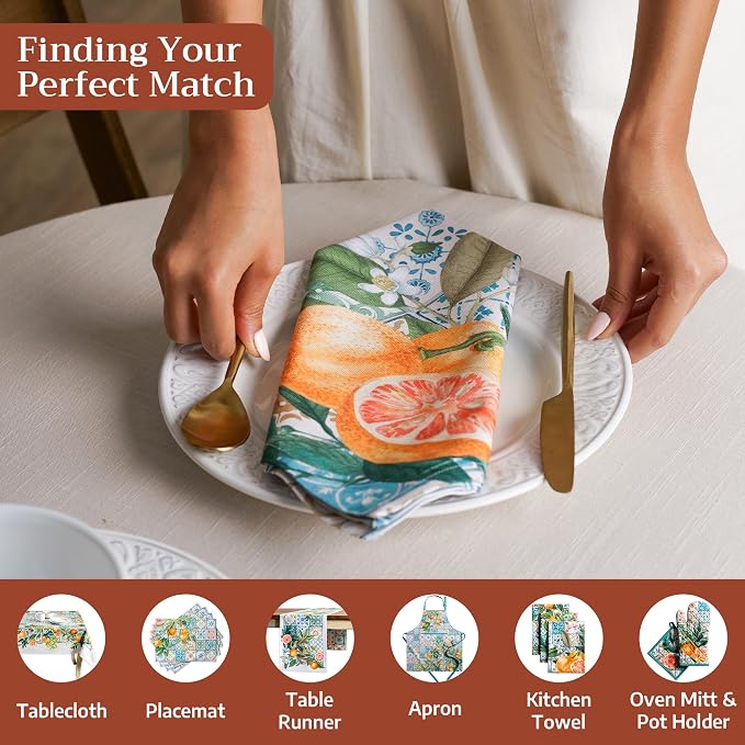 Maison d' Hermine Cloth Napkins Set of 4 Reusable 100% Cotton (20" x 20") | Everyday Square Napkins Cloth Washable Dinner Party Wedding Restaurant Hotel Kitchen Spring Summer - Agrume - Image 4