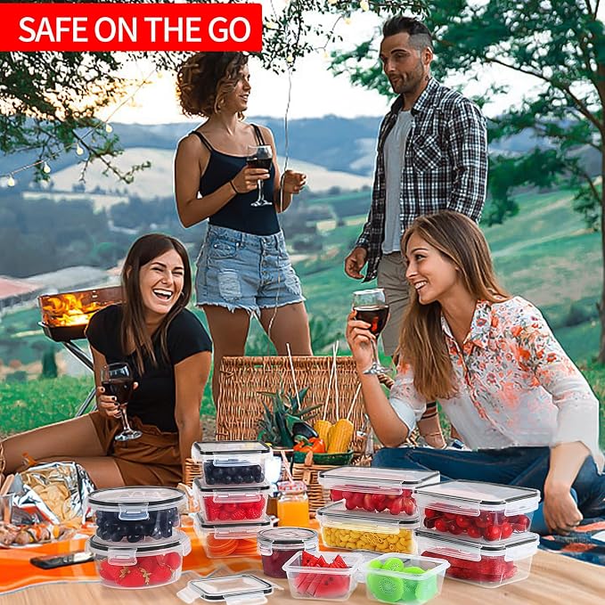 Skroam 36 Pack Food Storage Containers (18 Airtight Kitchen Storage & 18 Lids), Plastic BPA-Free Meal Prep Container for Pantry Organizers and Storage with Free Labels & Marker - Image 7