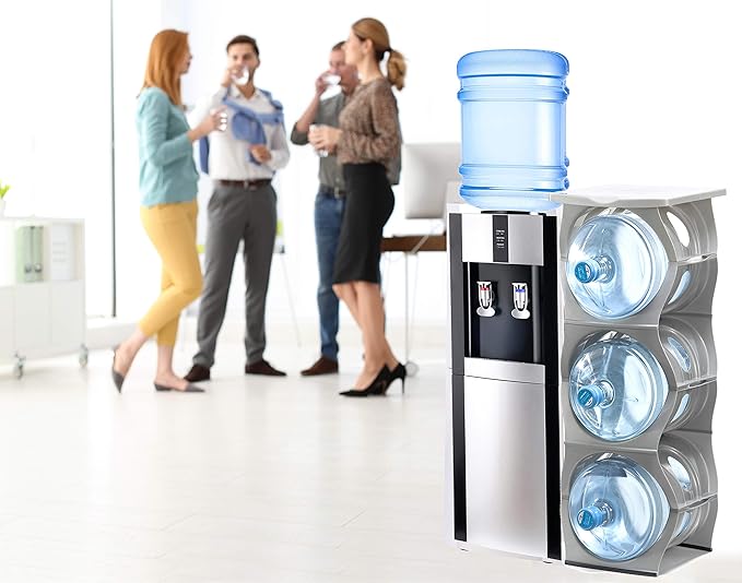 BLUE Water Bottle Rack for 3 bottles PLUS top shelf, 3 & 5 gallon jugs storage - Image 5
