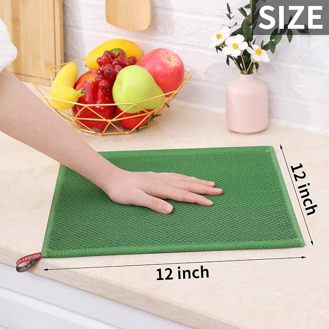 Homaxy 100% Cotton Waffle Weave Kitchen Dish Cloths, 9-Pack, Grass Green | Ultra Soft Absorbent Dish Towels, Quick Drying Dish Rags with Hanging Loop, 12 x 12 Inches - Image 5