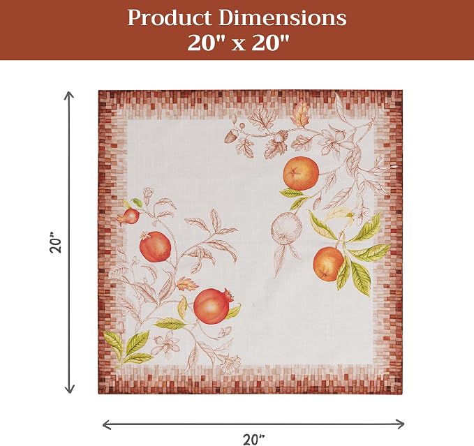 Maison d' Hermine Cloth Napkins Set of 4 Reusable 100% Cotton (20" x 20") | Everyday Square Napkins Cloth Washable Dinner Wedding Restaurant Hotel Kitchen Thanksgiving Christmas - Vintage Harvest - Image 7