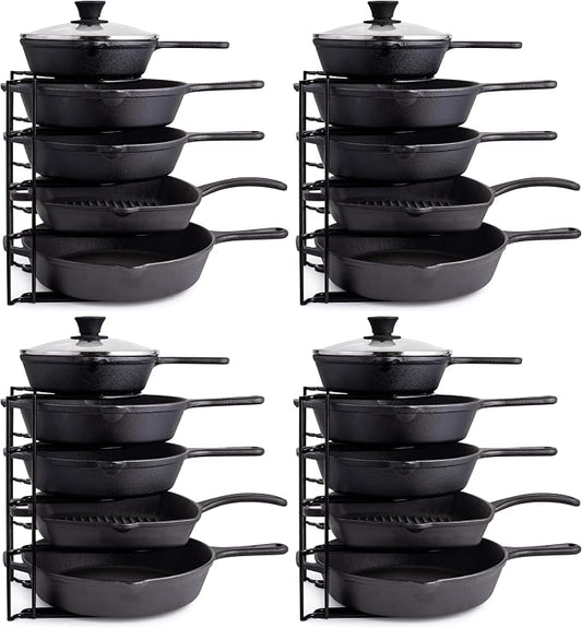 Cuisinel Heavy Duty Pots and Pans Organizer Rack -12.2"-Inch Tall-5 Tier Rack-Holds 60 LB-Cast Iron Skillets, Griddles, Shallow Cookware-Space Saving Kitchen Storage-No Assembly Required (Pack of 4) by Cuisinel