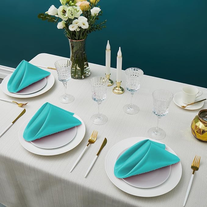 MDS® Pack of 200 Satin Napkins 12 x 12 Inch, Soft Silky Reusable Cloth Dinner Table Napkins for Wedding Décor, Reception, Birthday, Parties, Banquets, Catering, Restaurants & Hotel - Sea Green - Image 2