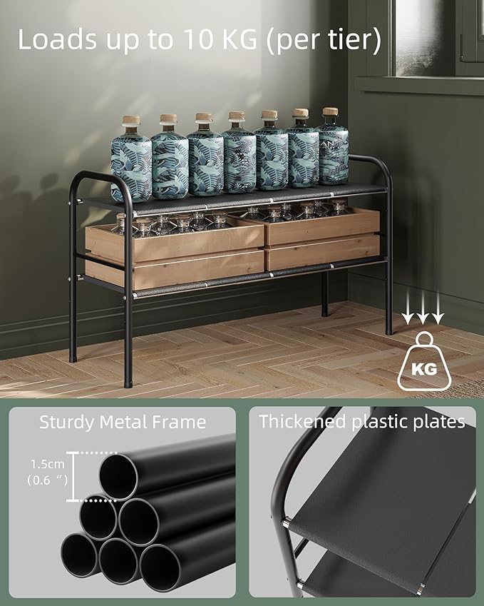 Under Sink Organizers and Storage,Expandable under cabinet organizer Shelf | 2 tier expandable shelf for kitchen,bathroom,shoe rack,8 Removable ABS Panels,Adjustable partition height,20.6-32.2" W,2 Pcs - Image 5