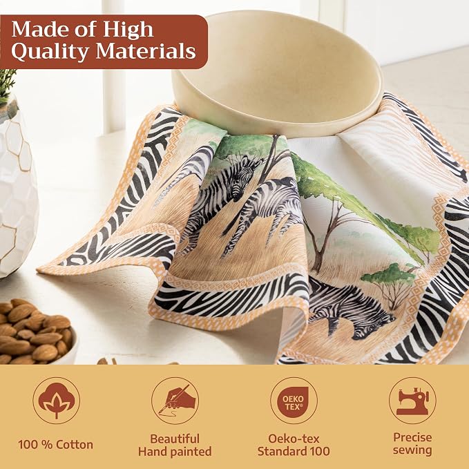 Maison d' Hermine Cloth Napkins Set of 4 Reusable 100% Cotton (18" x 18") | Everyday Square Napkins Cloth Washable Dinner Party Wedding Restaurant Hotel Kitchen Spring Summer - Zebra Life - Image 3