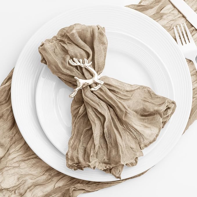 60 Pack Sand Cheesecloth Napkins 21x21 Inches Sand Cloth Napkins Set of 60 Washable Dinner Table Napkins for Wedding Rustic Boho Cotton Gauze Party Bridal Baby Shower Family Gathering Table Decor - Image 6
