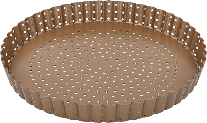 Birkmann, Loaf & Seele, Perforated Quiche, Tart and Pizza Tin, Diameter 25 cm, Baking Mould with Loose Base and Made of Bronze-Coloured Carbon Steel, with Non-Stick Coating and Recipes, 210554 - Image 2