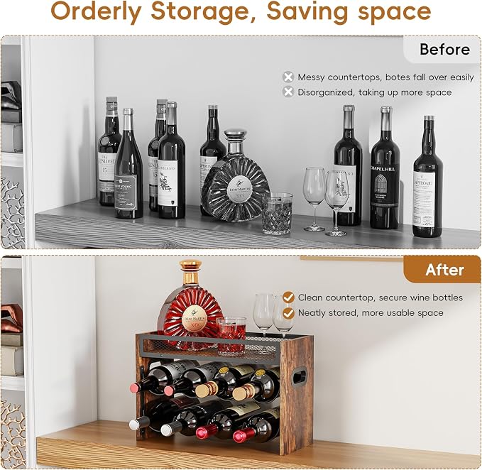 KLM 2-Tier Wine Rack, can Hold 8 Bottles.Suitable for Home Kitchens, Restaurants, Food Pantries, cabinets, and Bars. - Image 5