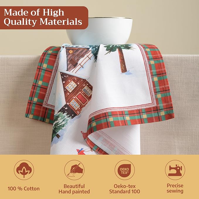 Maison d' Hermine Cloth Napkins Set of 4 Reusable 100% Cotton (20" x 20") | Everyday Square Napkins Cloth Washable Dinner Wedding Restaurant Hotel Kitchen Thanksgiving Christmas - Megeve - Image 3