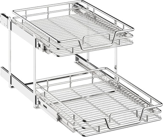 2-Tier Kitchen Cabinet Pull Out Shelf and Drawer Organizer Slide Out Pantry Storaqe Basket in Multiple Sizes (21" W x 21" D,) by Unknown