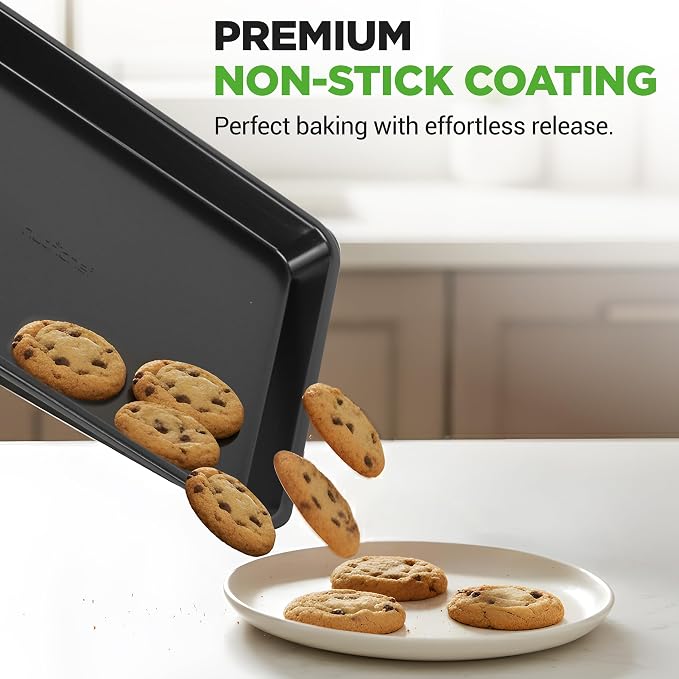 NutriChef Stackable Non-Stick Baking Pan Set – Carbon Steel Bakeware Set w/ Cookie Sheet, Muffin & Loaf Pan, Double Coated for Easy Release, Oven & Dishwasher Safe, Resists Warping, – Easy to Clean - Image 6