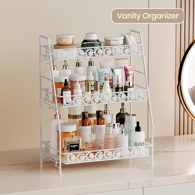 3 Tier Shelf Storage Rack Organizer for Countertop Spice Racks | Organiztion for Bathroom Countertop Shelf for Spice Racks Snacks Full Metal - Image 2