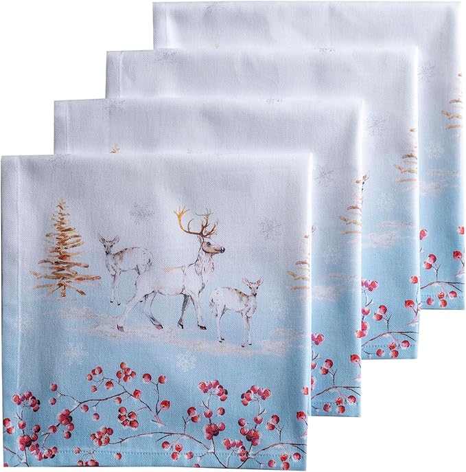 Maison d' Hermine Cloth Napkins Set of 4 Reusable 100% Cotton (20" x 20") | Everyday Square Napkins Cloth Washable Dinner Wedding Restaurant Hotel Kitchen Thanksgiving Christmas - Fairy Tale Forest by MaisondHermine