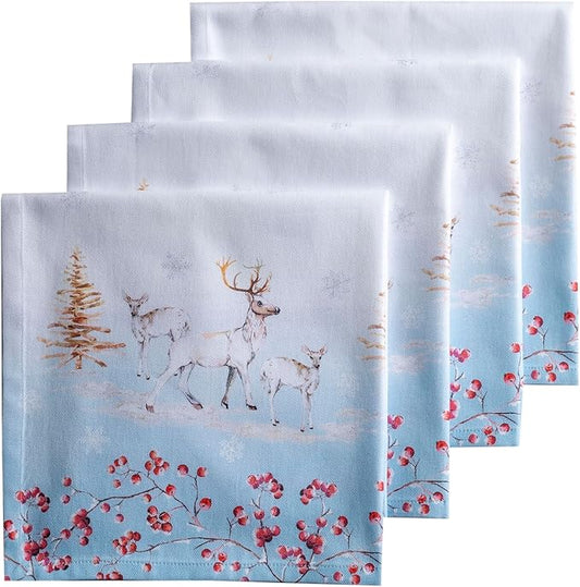Maison d' Hermine Cloth Napkins Set of 4 Reusable 100% Cotton (20" x 20") | Everyday Square Napkins Cloth Washable Dinner Wedding Restaurant Hotel Kitchen Thanksgiving Christmas - Fairy Tale Forest by MaisondHermine