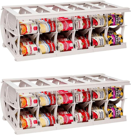 Cansolidator Pantry Plus - 2-Pack Can Organizer for Pantry, Stackable Soda Can Storage for Kitchen, Holds 60 Cans of Food or Soda by ShelfReliance