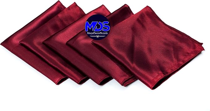 Set of 100 PCS Satin Napkin 12x12 Inch Square, Dinner Table Napkins for Wedding, Bulk Silky Sateen Cloth Napkins for Restaurant Banquet Graduation Birthday Party Decoration - Maroon - Image 2