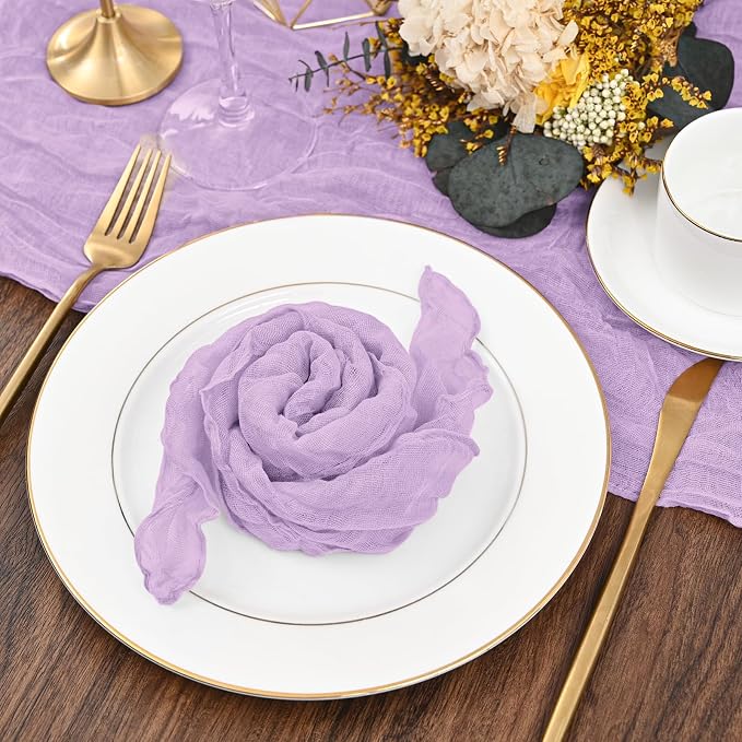 fani 60 Pack Gauze Cheesecloth Napkins, 20 x 20 in, Lavender | Wrinkled Table Napkins, Soft Cotton, Rustic Decorative, Weddings, Party, Dinner Table, Everyday Use - Image 8