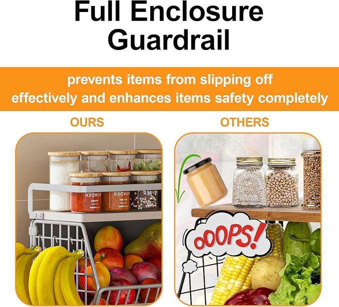 Fruit Basket 2 IN 1 Magnetic & Hanging Wall Produce Basket for Potato Onion Fruit and Vegetable Storage,Magnetic Spice Rack for Refrigerator Kitchen Counter Cabinet Pantry - Image 3