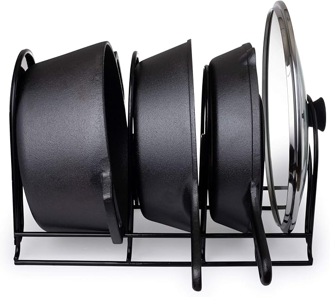 Cuisinel Pan Organizer for Cast Iron, Extra Large 5-Tier Rack, Black 15.4" - Image 5