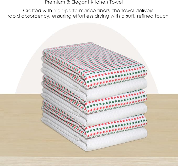 Urban Villa Kitchen Towels Cotton Dish Towels 20”x30” (Set of 6)Red/Grn/Wht - Image 5