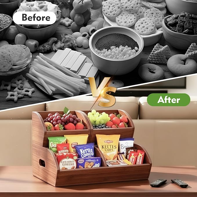 Stackable Bamboo Produce Storage Bin with Ventilation & Handles | 3 Pack, Walnut Wood Finish, Holds Root Crops, Fruits & Bread, Great For Pantry, Home And Hotel Kitchen Storage - Image 6