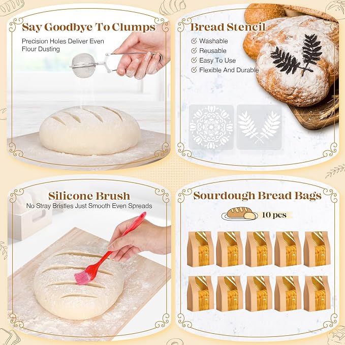 Sourdough Starter Kit, Sourdough Bread Baking Supplies, Sourdough Kit Home and Kitchen, Sour Dough Starter Kits, Sourdough Jar, Bread Proofing Basket, Sourdough Bread Basket, Sour Dough Kit Tools - Image 4
