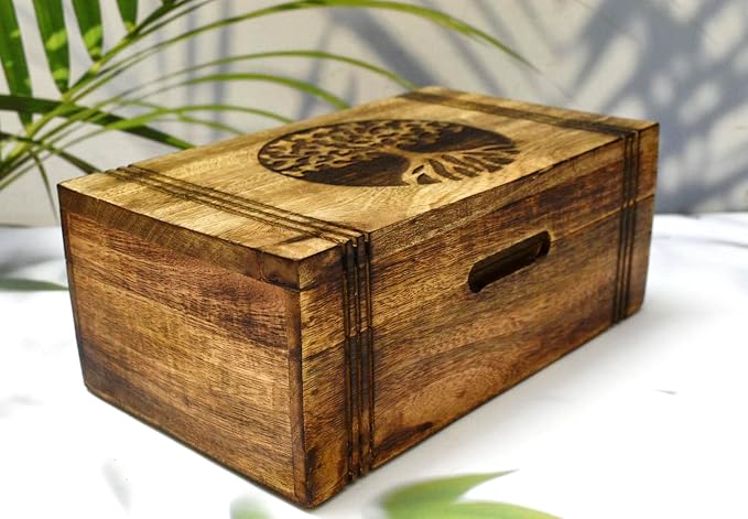 Wood Tea Box - Tea Box for Tea Bags Organiser - Engraved Hardwood Tea Chest with 6 Compartments - Tea Storage Box Multi Functional - Wood Tea Box Organiser - 10 x6 inch (6 compartment box) - Image 5