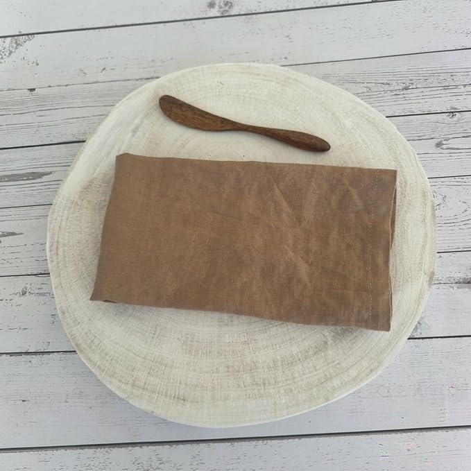 Linen Napkins –100% French Flax – Stonewashed Pure Linen Cloth Napkins - Size 18 Inch x 18 Inch – Set of 4 (Caramel) - Image 8