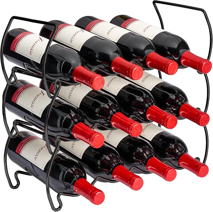Sorbus 6-Tier Stackable Wine Rack - Classic Style Wine Racks for Bottles - Perfect for Bar, Wine Cellar, Basement, Cabinet, Pantry, etc - Hold 24 Bottles, Metal (Black) - Image 7