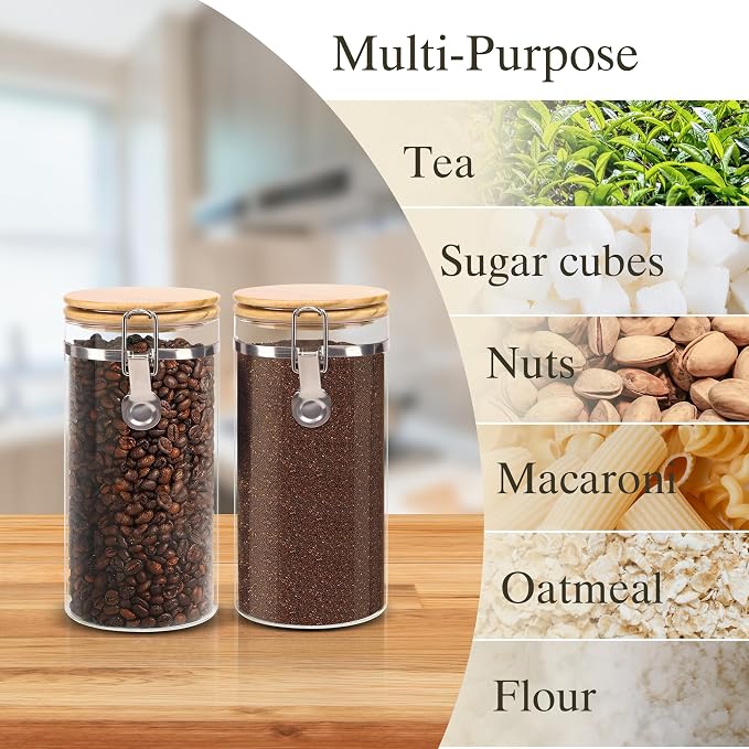 Glass Coffee Canister Coffee Containers for Ground Coffee Coffee Bean Storage Airtight Seal with Locking Clamp, Coffee Bar Accessories Perfect for Kitchen Storage - Image 7