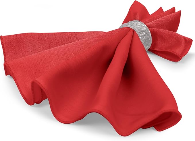 17x17-Inch Shantung Cloth Napkins, Holiday Red, Set of 60 | Bulk Case of 5 Dozen, Satin, Square, 100% Polyester Fabric, Reversible, Faux Dupioni Silk Reverse Side, Machine Washable - Image 7