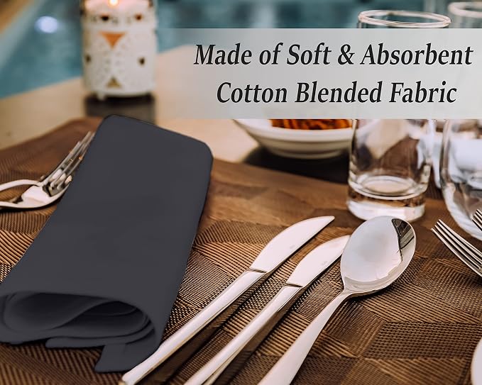 RUVANTI Bundle of 12-Pack Cloth Napkins (18x18 inch) Dark Grey with 12-Pack Cloth Napkins (18x18 inch) Charcoal Grey Cotton Blend. Soft, Washable Kitchen Linen for Dinner, Weddings & Cocktail Parties. - Image 5