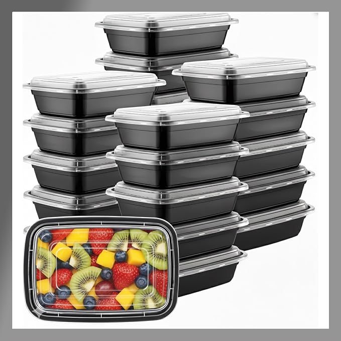 Meal Prep Containers [150 Set] x [24 oz] with Lids, 1 compartment, Stackable, Reusable, Leakproof, Food Safe, Microwave, Freezer & Dishwasher Safe for Food Prep Storage Bento (150 Set, 24 oz) by Pokanic%C2%AE
