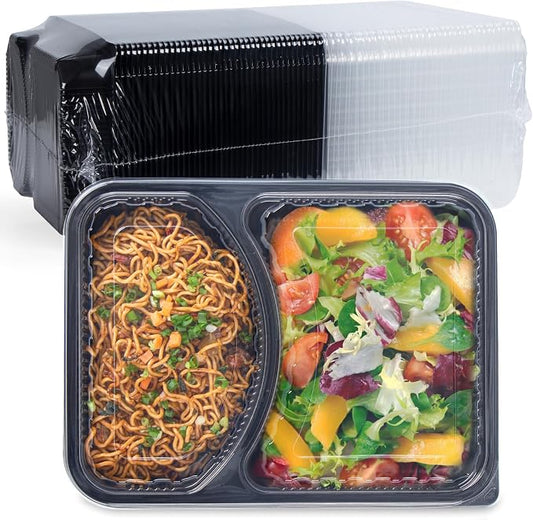 40 Pack 41oz Meal Prep Containers - Shrink Wrap Ready To Use | Reusable Leakproof 2 Compartment To Go Boxes | BPA-Free, Microwave & Freezer Safe | Portion Control Takeout Food Storage by FRESHPAK