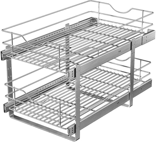 Pull Out Cabinet Organizer,(17½"W x 22" D) 2 Tier Soft Close Slide Out Drawer For Kitchen Base Cabinet, Individual Pull Out Shelf, Roll Out Pantry Organization, 22 Inch Deep by LOVKIT