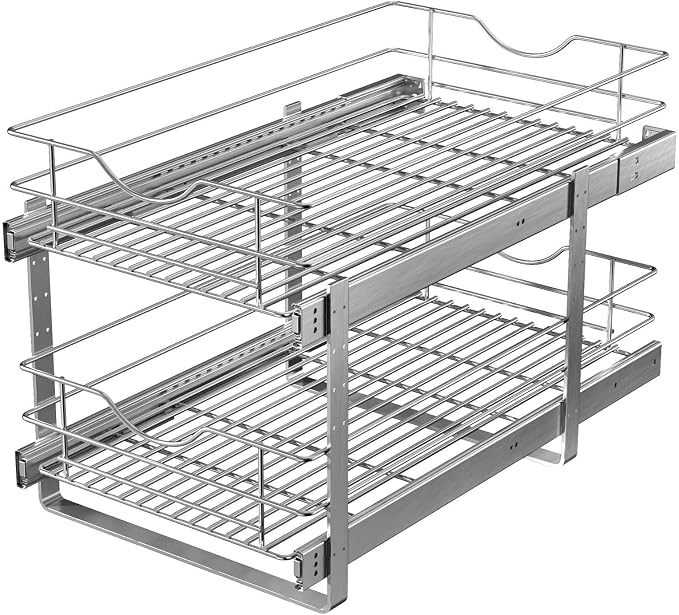 2 Tier Pull Out Cabinet Organizer,(8½"W x 22" D) Soft Close Slide Out Drawer For Kitchen Base Cabinet, Individual Pull Out Shelf, Roll Out Pantry Organization, 22 Inch Deep - Image 9