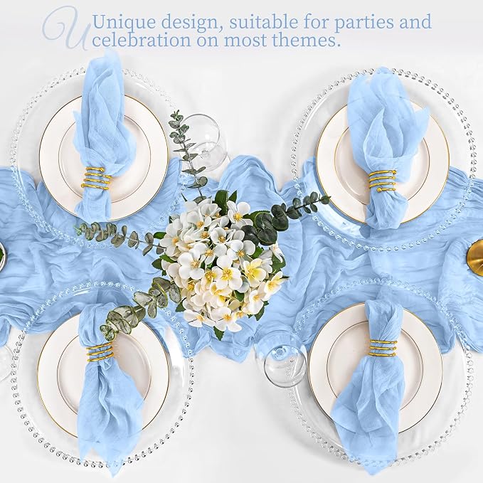 50 Pack Light Blue Napkins 20x20Inch Cheesecloth Napkins | Blue Elegant Cloth Napkins for Table, Washable Rustic Boho Gauze Napkins, for Wedding Party Bridal Baby Shower Dinner Decor - Image 6