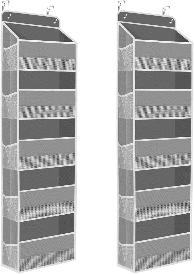 2 Pcs Over The Door Organizer Large Capacity Hanging Storage Room Organizer | 40 lb Capacity, Ultra-Sturdy, Foldable, Mesh Design with Clear Window, Space-Saving Organizer for Pantry, Nursery & Closet by SpaceHacks