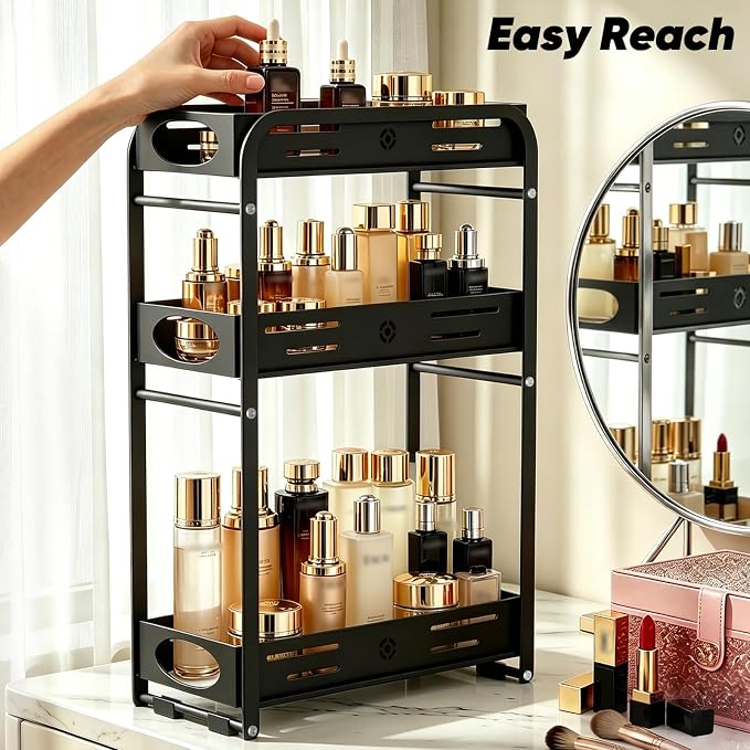 Aduanbang 3-Tier Counter Organizer Shelf, Metal Spice Rack for Kitchen, Vanity, Coffee Area and Home Office(Black, 3 Tier) - Image 6