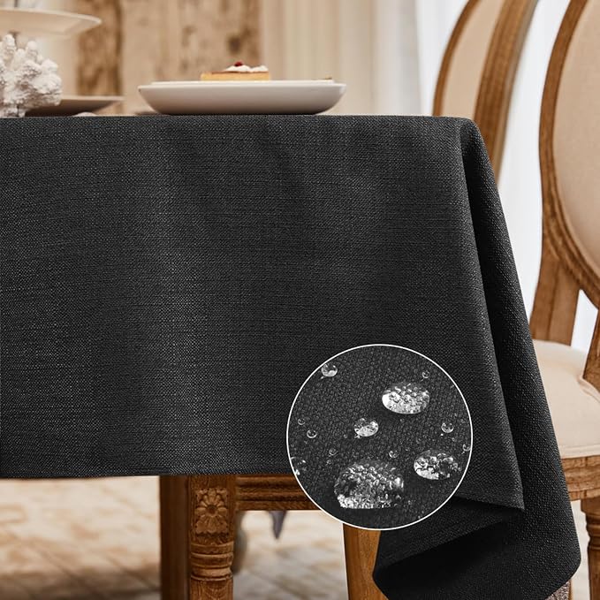 BALCONY & FALCON Rectangle Table Cloth Waterproof Charcoal Grey 95"x55" | Rectangular Washable Wrinkle Resistant Table Cloth Linen Fabric Tablecloths for Dining Party Kitchen Wedding and Outdoor Use by BALCONYFALCON