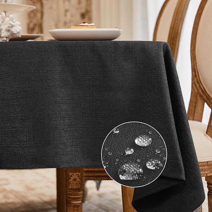 BALCONY & FALCON Rectangle Table Cloth Waterproof Charcoal Grey 118"x57" | Rectangular Washable Wrinkle Resistant Table Cloth Linen Fabric Tablecloths for Dining Party Kitchen Wedding and Outdoor Use by BALCONYFALCON