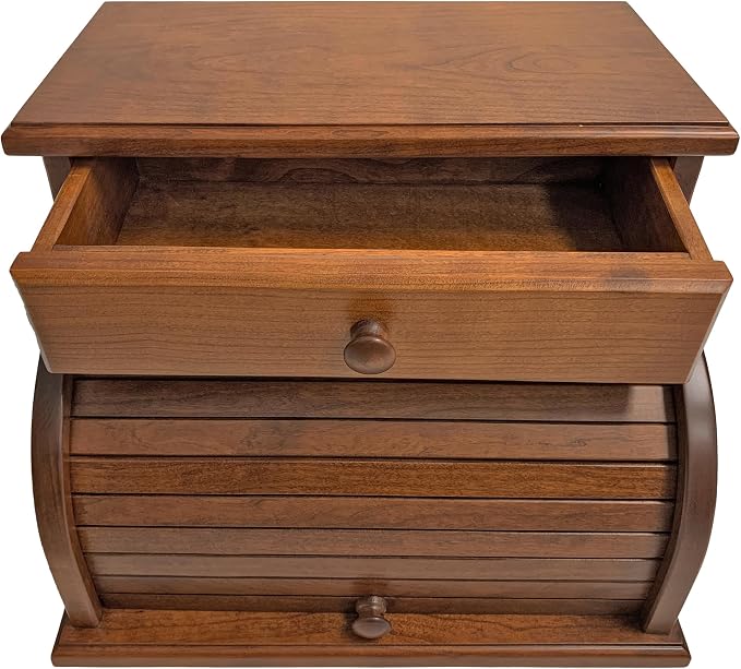 DutchCrafters Amish USA Made Solid Wood Countertop Bread Box with Drawer, Bread Holder for Kitchen Counter, Large Bread Box for Kitchen Countertop (Cherry - Michael's Cherry) - Image 8
