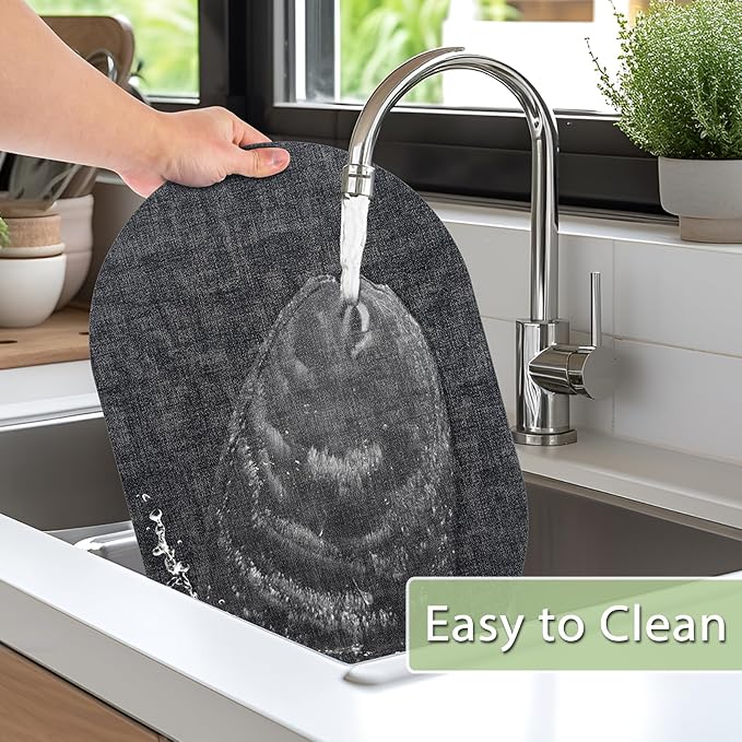 Placemats Set of 12 Washable, Heat Resistant Table Placemats Wipeable Faux Leather Oval Place Mats Non Slip, Waterproof Oval Table Mats for Indoor Outdoor, Charcoal - Image 4