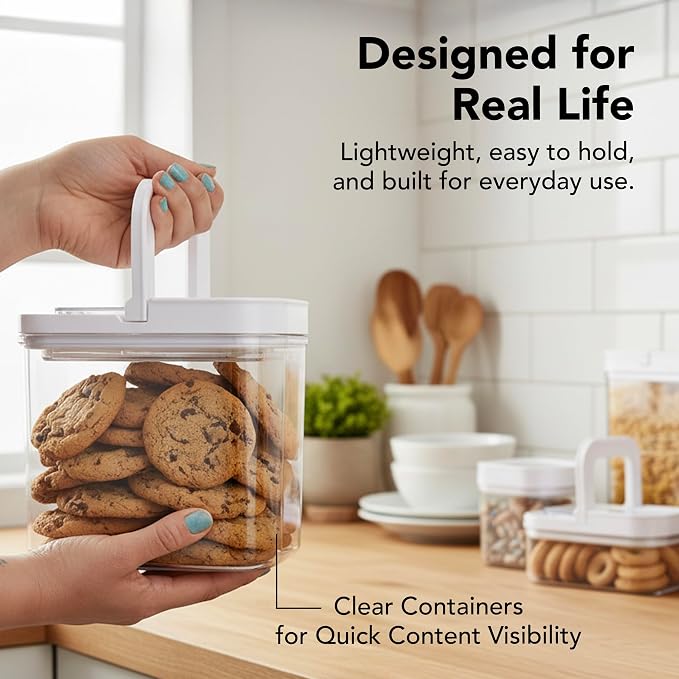 Airtight Food Storage Containers for Pantry, 7 Piece | FlipLock One-Hand Seal, Airtight Lids, For Flour, Sugar, Cereal & Snacks - Image 5