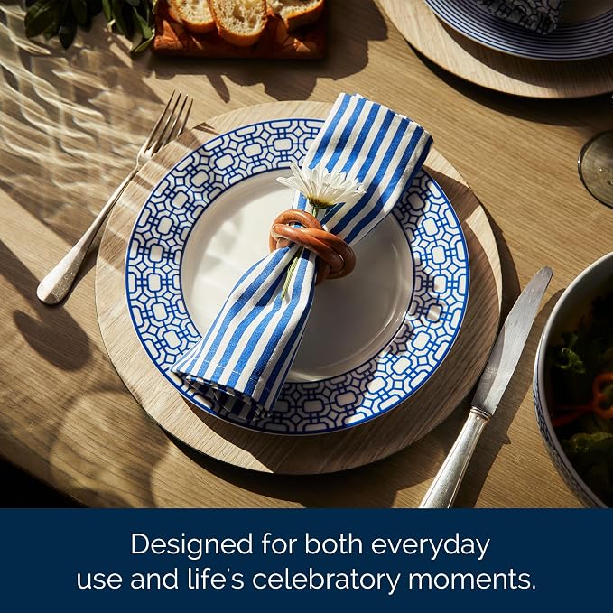 Pinstripe Blue Dinner Napkins Set of 4 | 100% Cotton Cloth Set for Entertaining or Everyday Table | Perfect for Wedding, Birthday, Christmas Blue and White, 22 Inch Square - Image 6