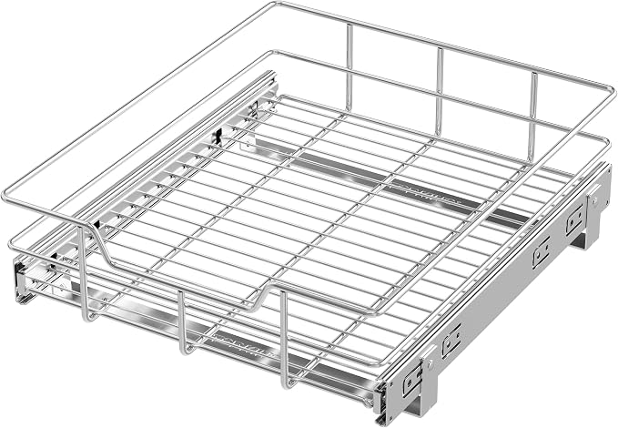 Pull Out Cabinet Organizer 15" W X 22" D, Chromed, Full Slide Out Drawers | For Kitchen Organizers and Storage, Pull Out Drawers For Cabinets Capacity Heavy Duty Caddy, Cabinet Shelves, Bathroom Pantry by STORKING
