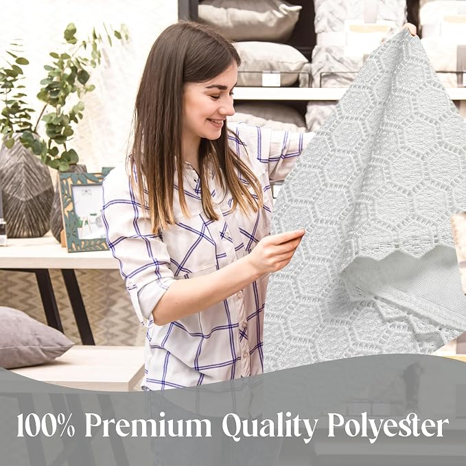 Majestic Giftware Polyester Tablecloths for Rectangle Tables - White Lace | (70/220) - TC1725UL Mini Hexagon - Unlined Design Dining Table Cover | Decorative Washable Tablecloth for Home & Kitchen - Image 6