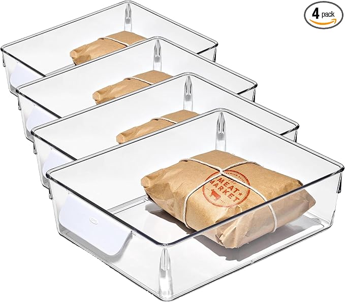 OXO Good Grips Fridge Organization Bin 8 in x 10 in - for Deli Meats, Cheeses, Loose Fruits and More (Pack of 4) by Unknown