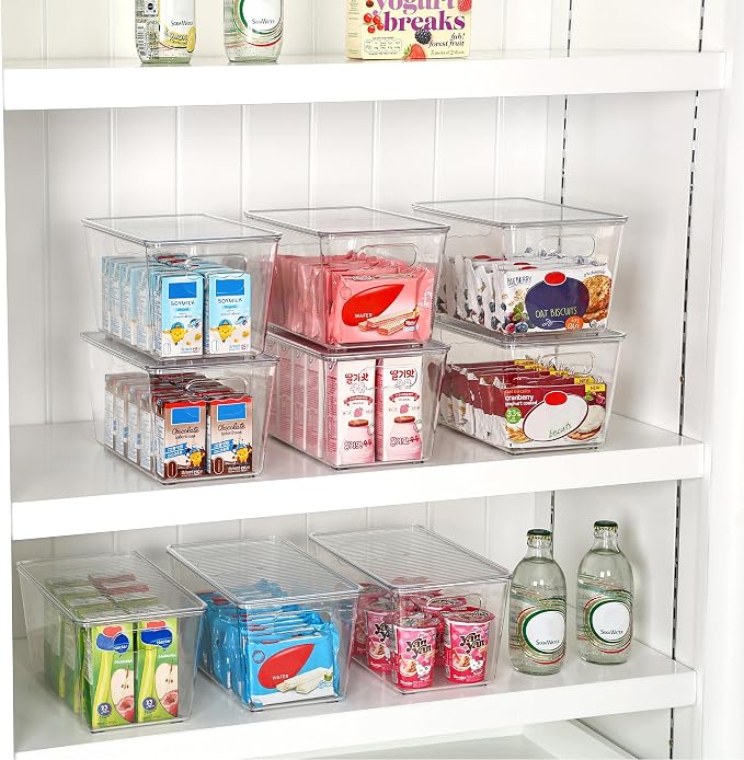 Vtopmart 12 Pack Clear Stackable Storage Bins with Lids, Medium | BPA-free Plastic, Organize Vertically, For Pantry Kitchen Fridge Cabinet Closet Bathroom, Built to Last, Easy to Move - Image 4