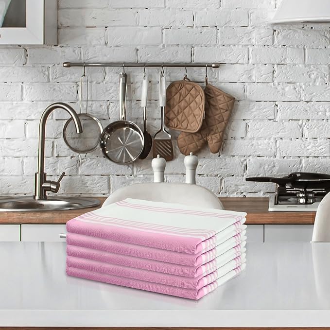 Urban Villa Kitchen Towels Cotton Dish Towels 20”x30” (Set of 6) Baby Pink - Image 6